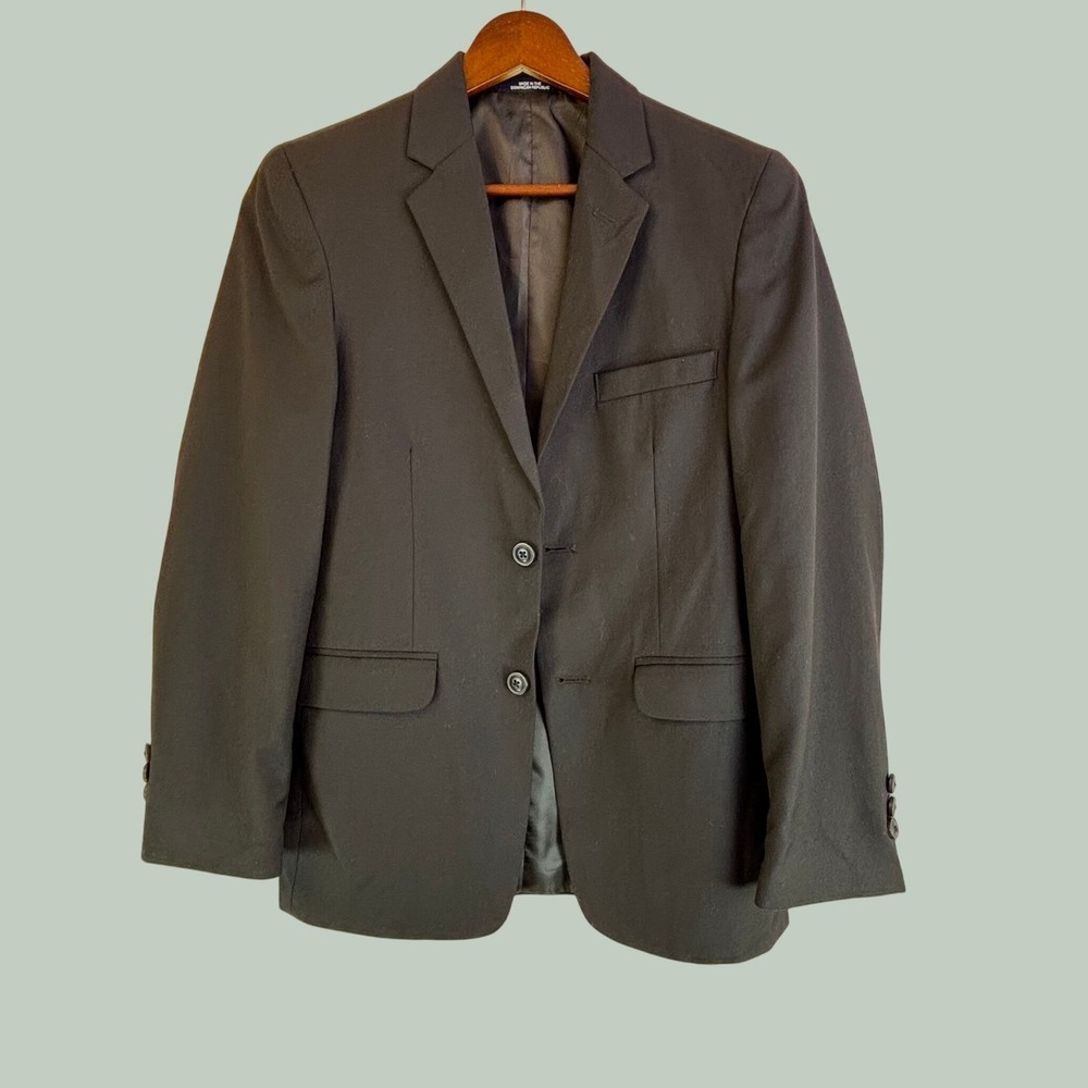 Blazer Chaps Boy's 14 REG Black Polyester Rayon Wool Suit Jacket Wedding Dance